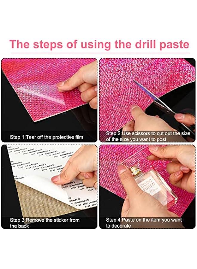 12000 Pcs Bling Bling Rhinestone Sheet Rhinestones Sticker DIY Car Decoration Sticker Self Adhesive Glitter Crystal Gem Stickers for Car Decoration, 9.4 x 7.9 Inch(Big Red AB Color) - Image 4